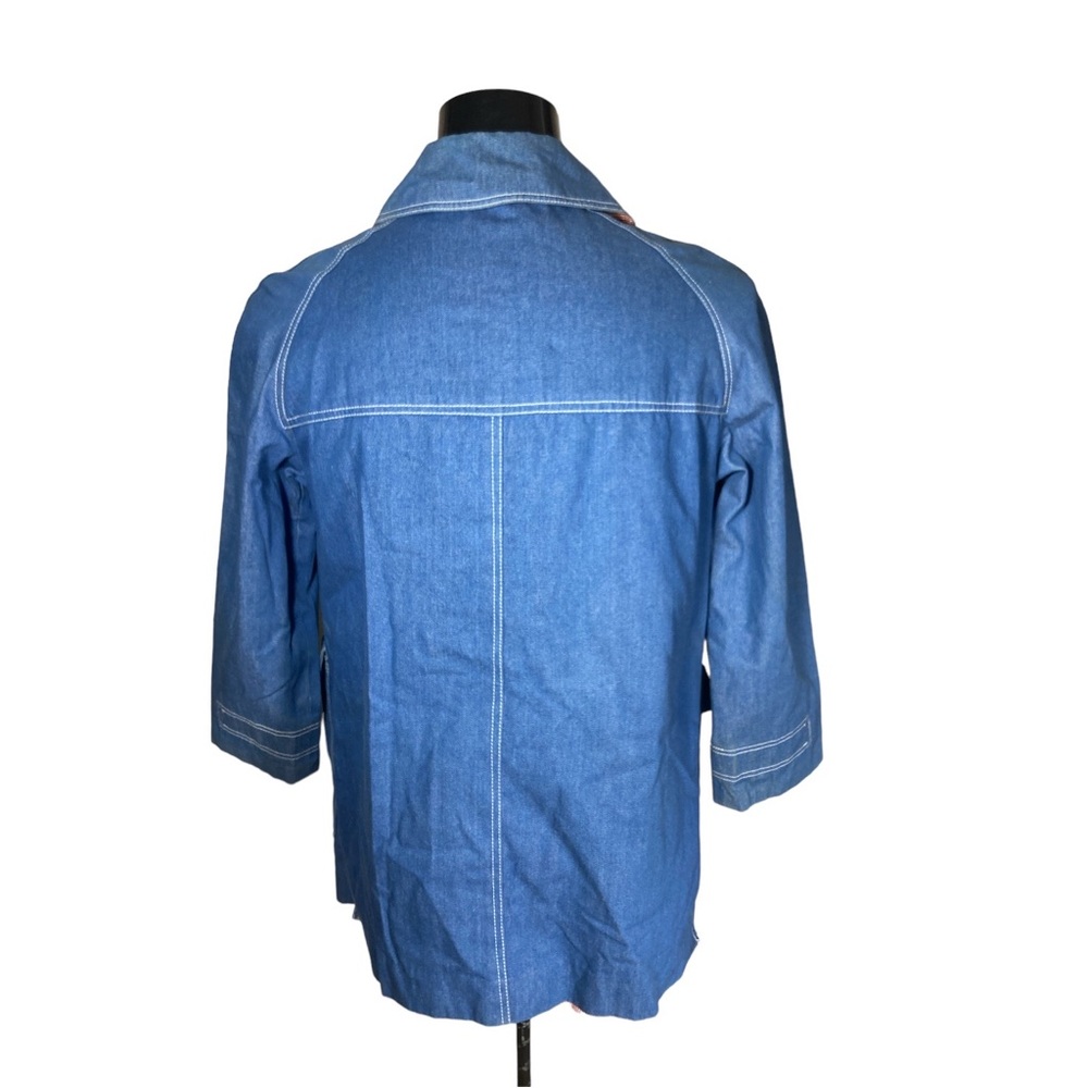 Stylish Blue Military Field Jacket with Orange Accents - Picture 3 of 7